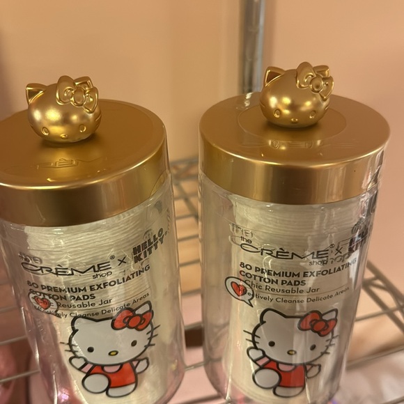 Hello Kitty gold cotton pads jar set of 2 - Picture 3 of 3